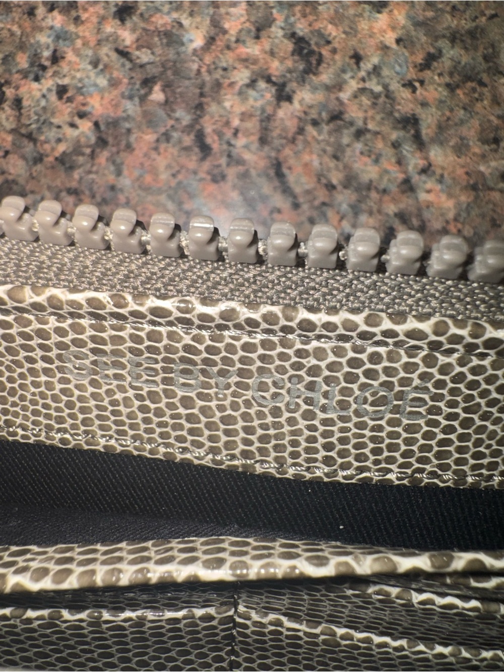 See By Chloe Taupe and Black snake Textured  Wallet - Picture 5 of 7